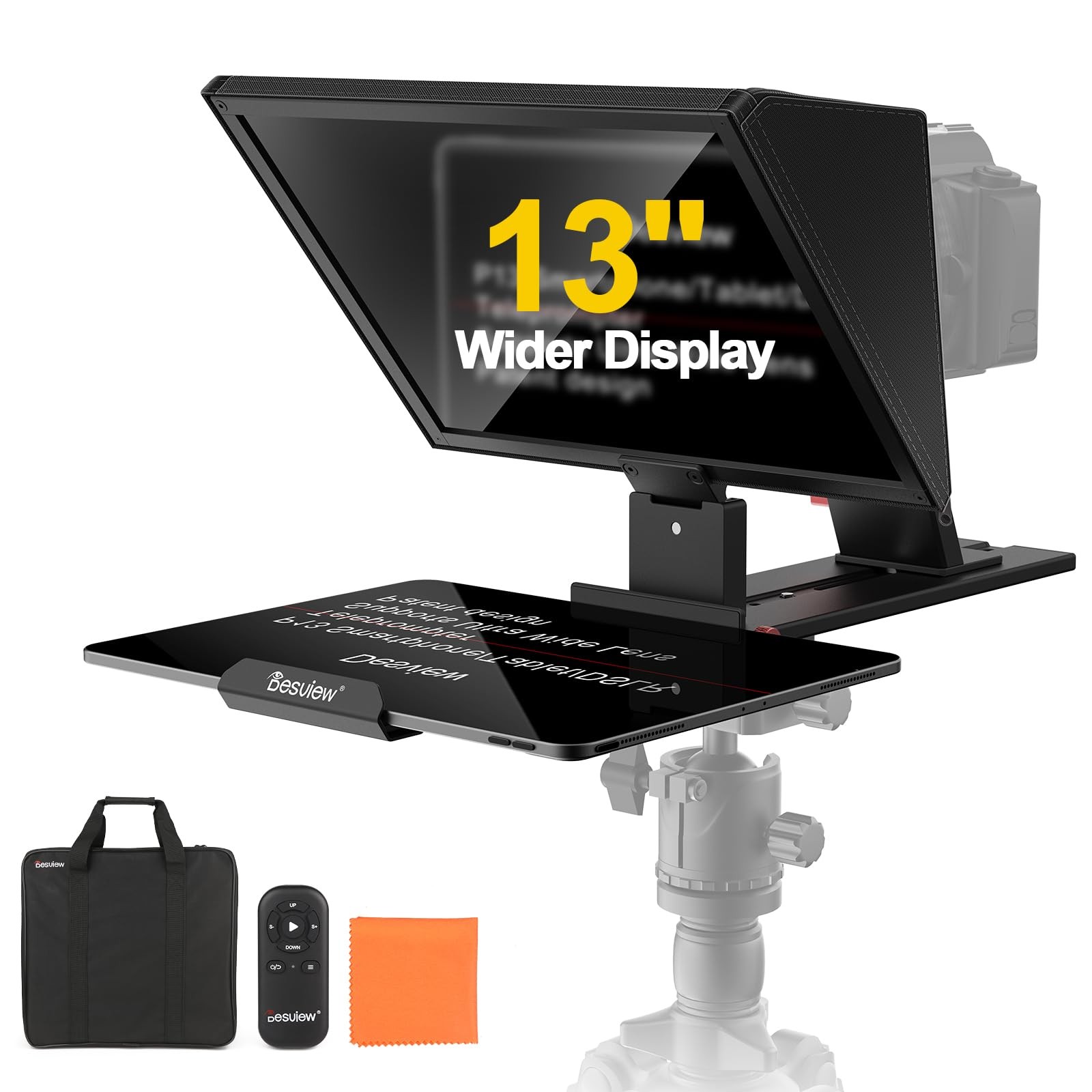 Desview P13 Portable Teleprompter for Camera, Tablet Teleprompter, Black
