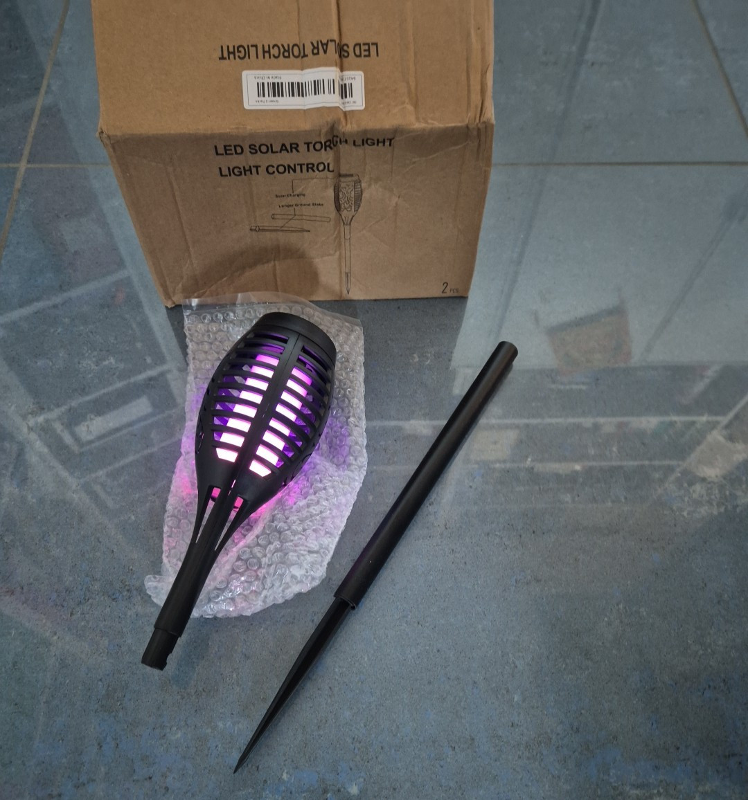 SOLAR LED LAMP FLAME TORCH FIRE SKY PINK OUTDOOR LAMP PICKET