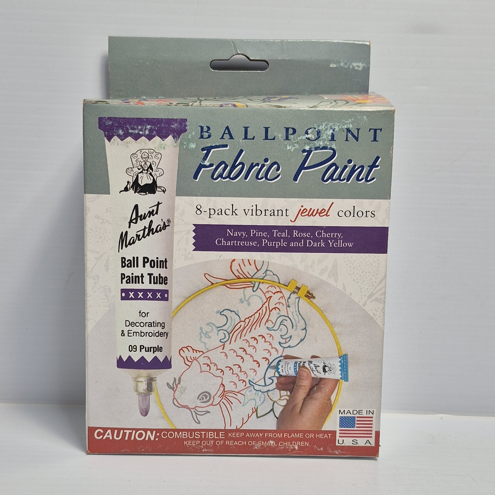 Aunt Martha's Ballpoint Fabric Paint Tubes 1oz 8/Pkg-Jewel Colors