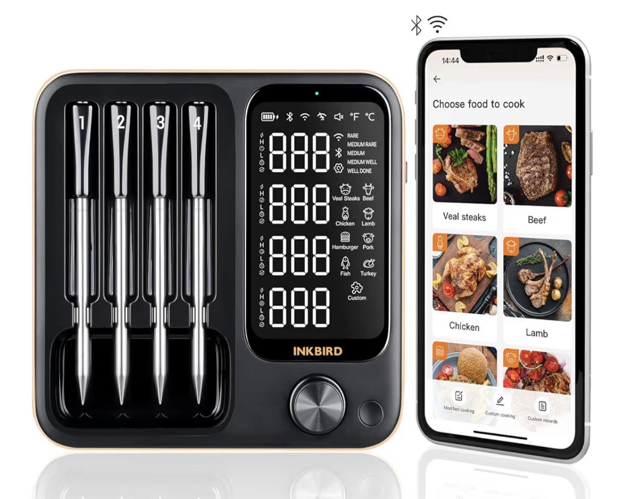 Wireless Meat Thermometer with 4 Probes, INKBIRD WiFi Meat Thermometer Digital W