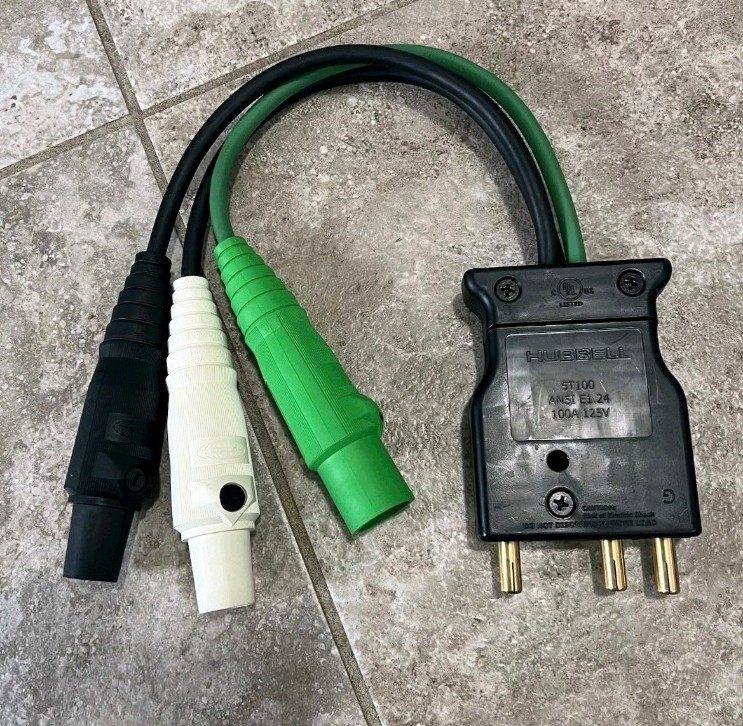 Male 100 Amp 125V Stage Pin To 3 Male Female Camlock Snake Bite Hubbell Stagepin