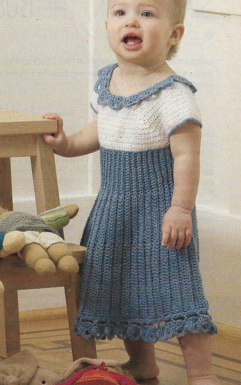 SUMMER BLUES BABY DRESS 4 SIZES CROCHET PATTERN INSTRUCTIONS