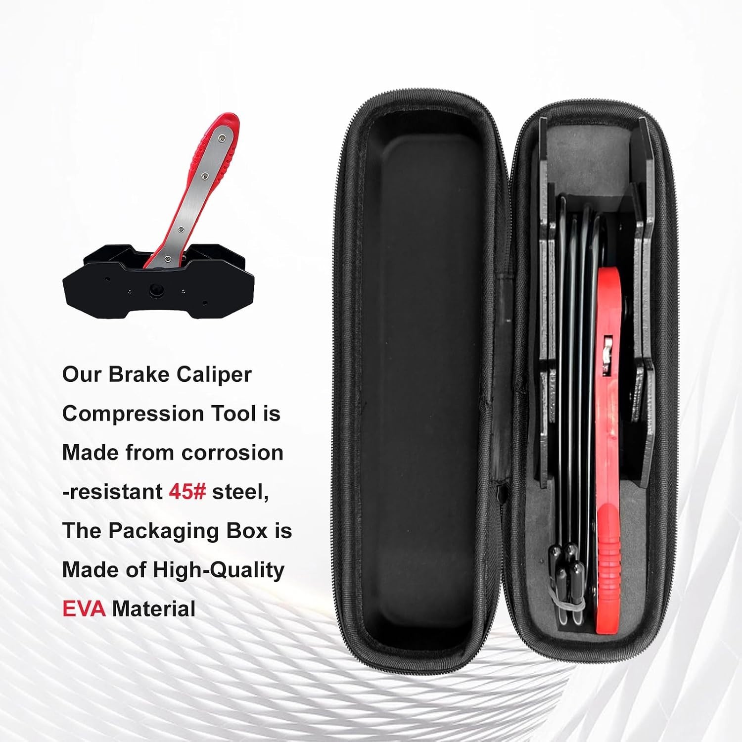 Brake Caliper Piston Compression Tool Kit with 360° Ratchet, Red | 4 Hooks & ...