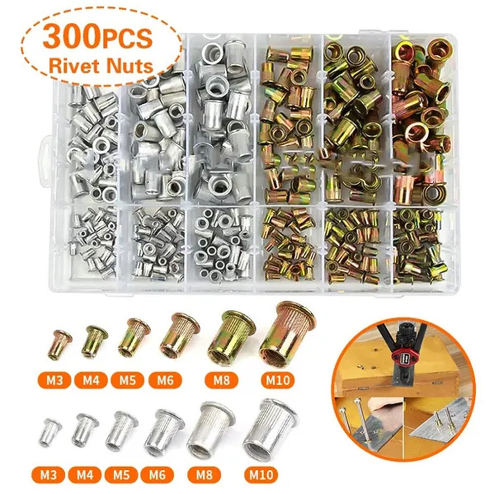 M3-M10 Rivet Nut Zinc Plated Blind Threaded Insert Nutsert Flat Head Rivet Nut