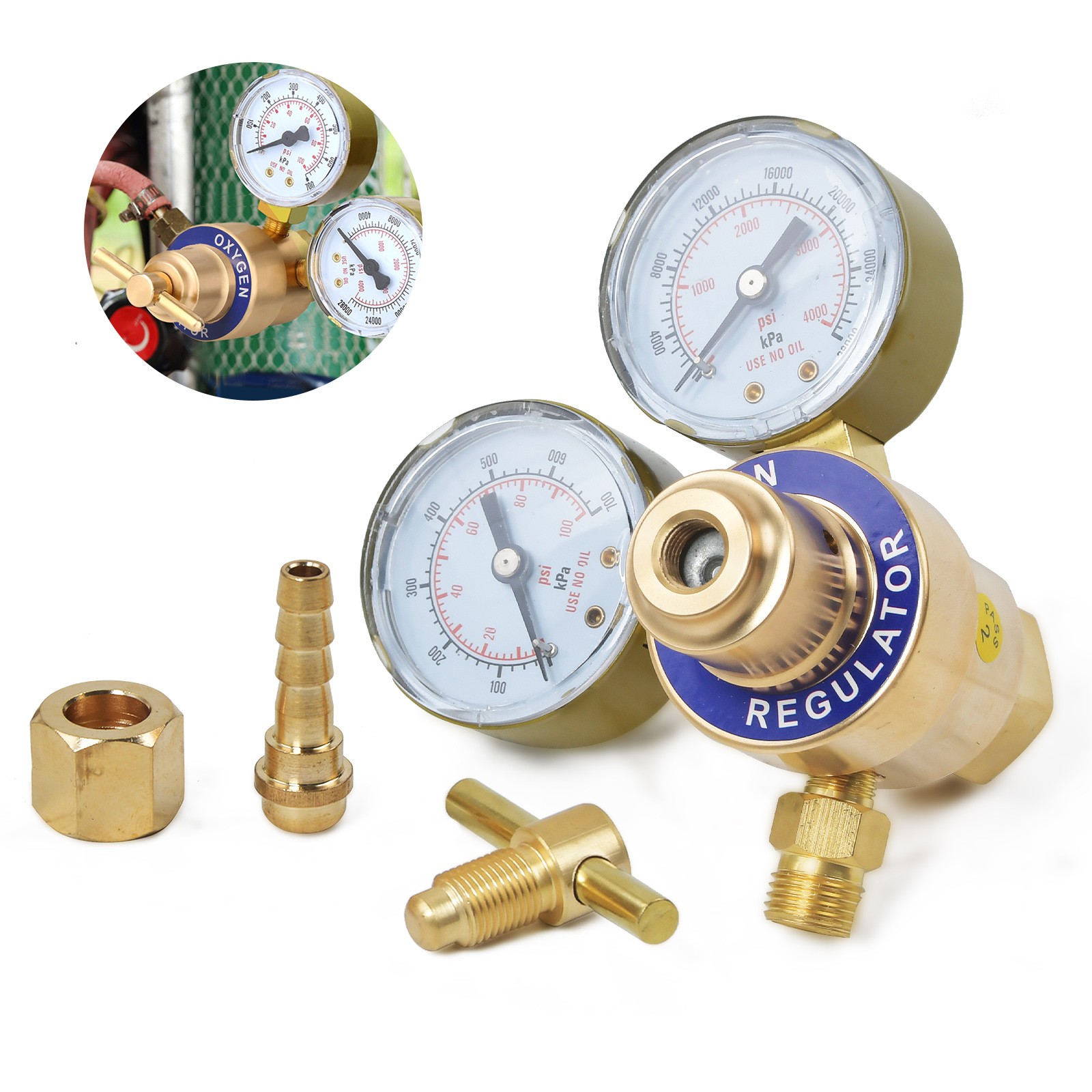 Solid Brass Oxygen Regulator Replacement for Victor Welding Gas Torch Cutting
