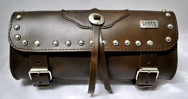 Brown Leather Barrel Bag 2.5L for Harley Davidson Motorcycle Custom