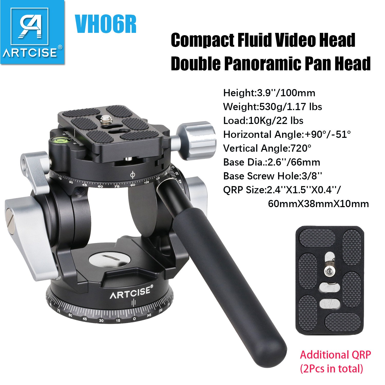 Mini Fluid Video Head 360° Panoramic Camera Tripod Head DSLR Camcorder