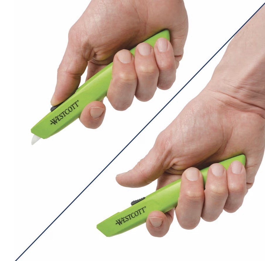 Westcott Full Size Retractable Ceramic Utility Box Cutter, Plastic, Green, Sharp