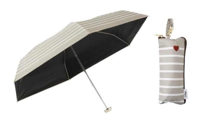 World Party Co Biege Blackout Heart Embroidered Mini Parasol