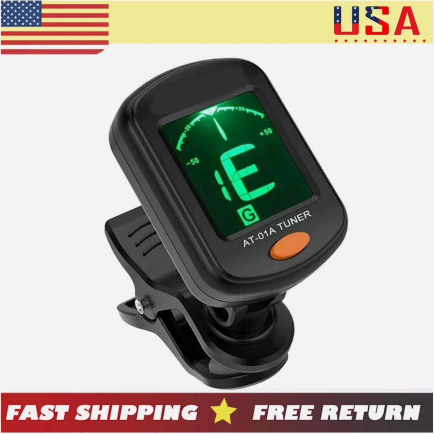 LCD Clip on Chromatic Acoustic Ukulele Banjo Violin Tuner Electric Guitar Bass