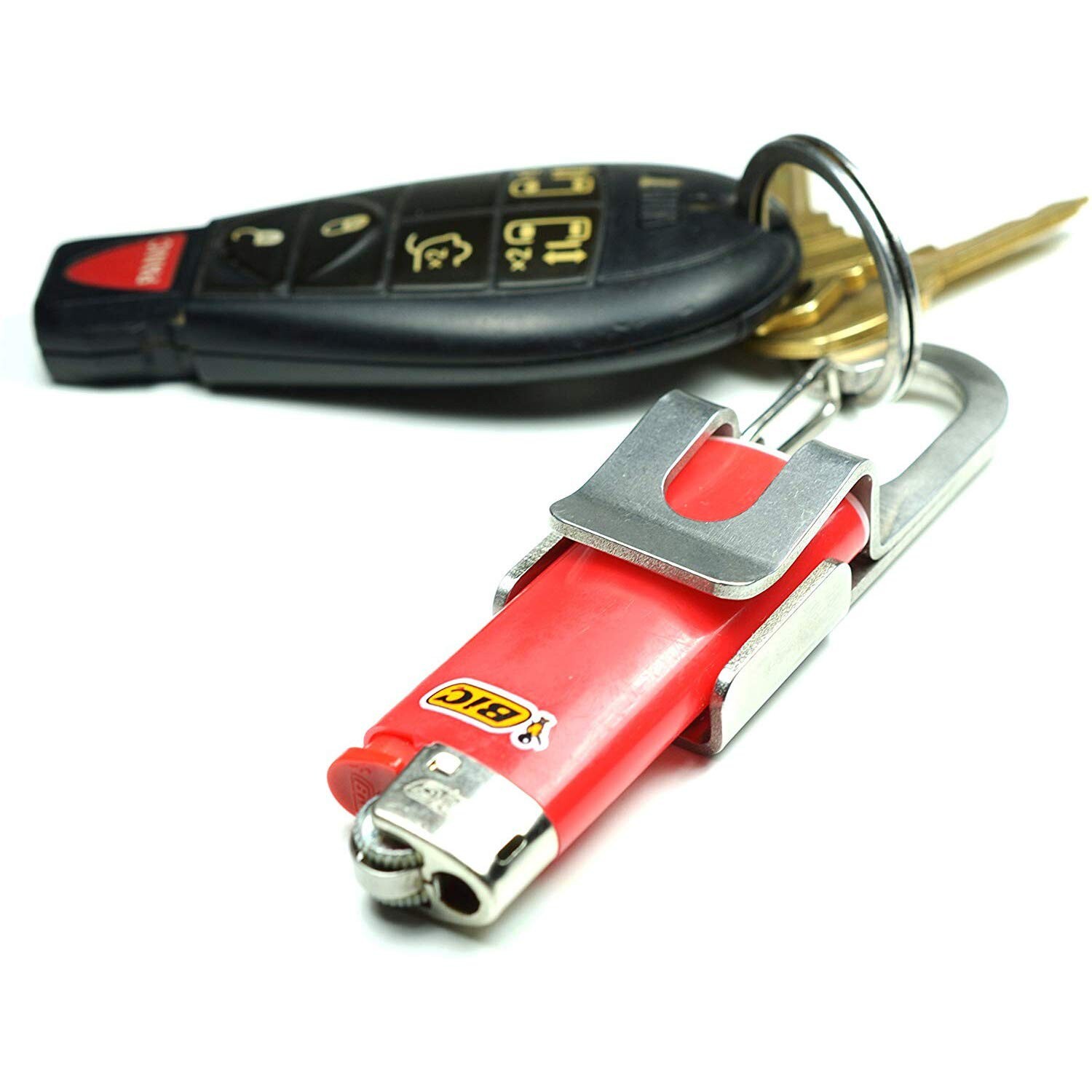 Bic Standard Full-Size Lighter Holder Keychain Multi Tool with Carabiner Clip...