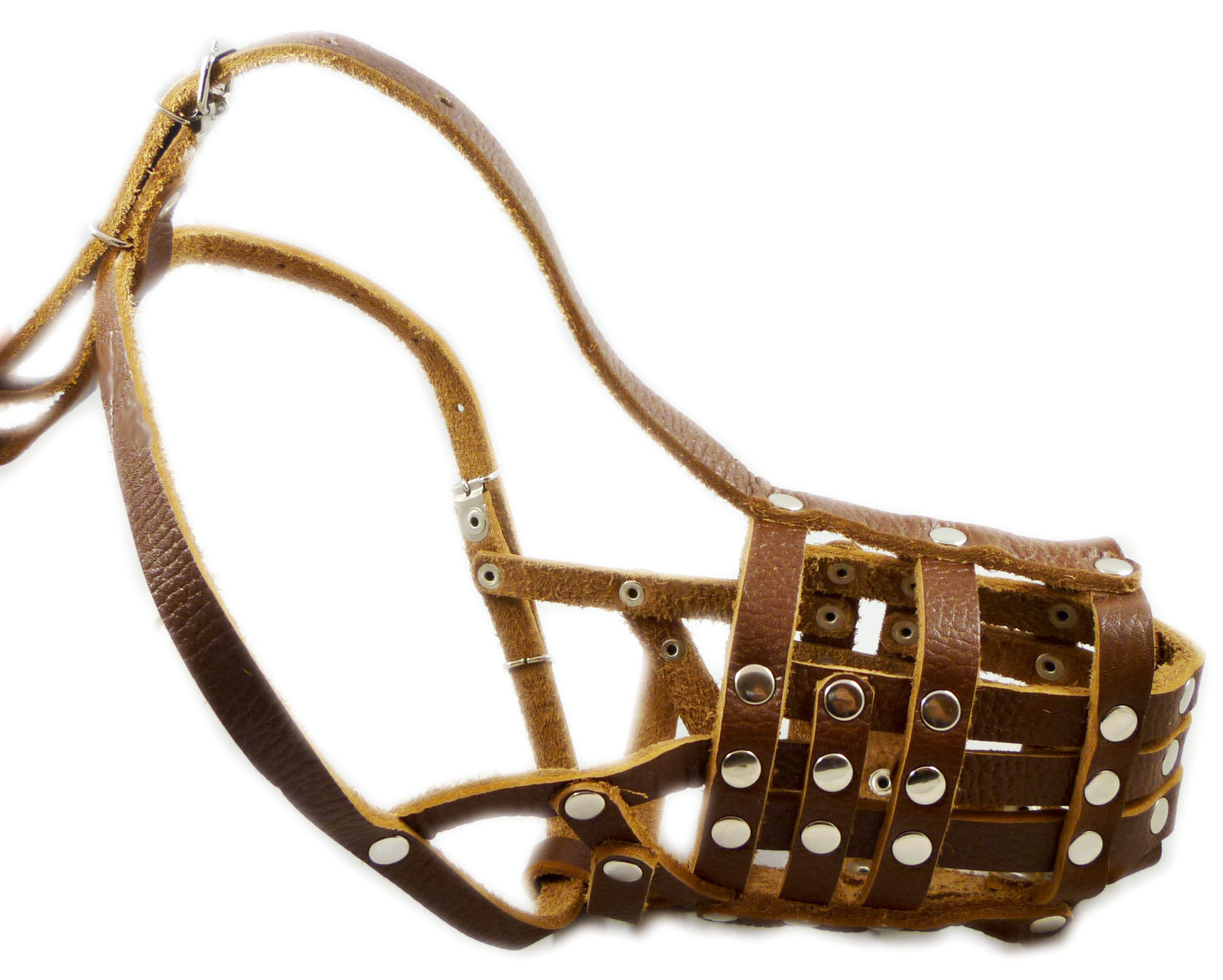 Secure Genuine Leather Basket Dog Muzzle Doberman 11.5"-5" snout size