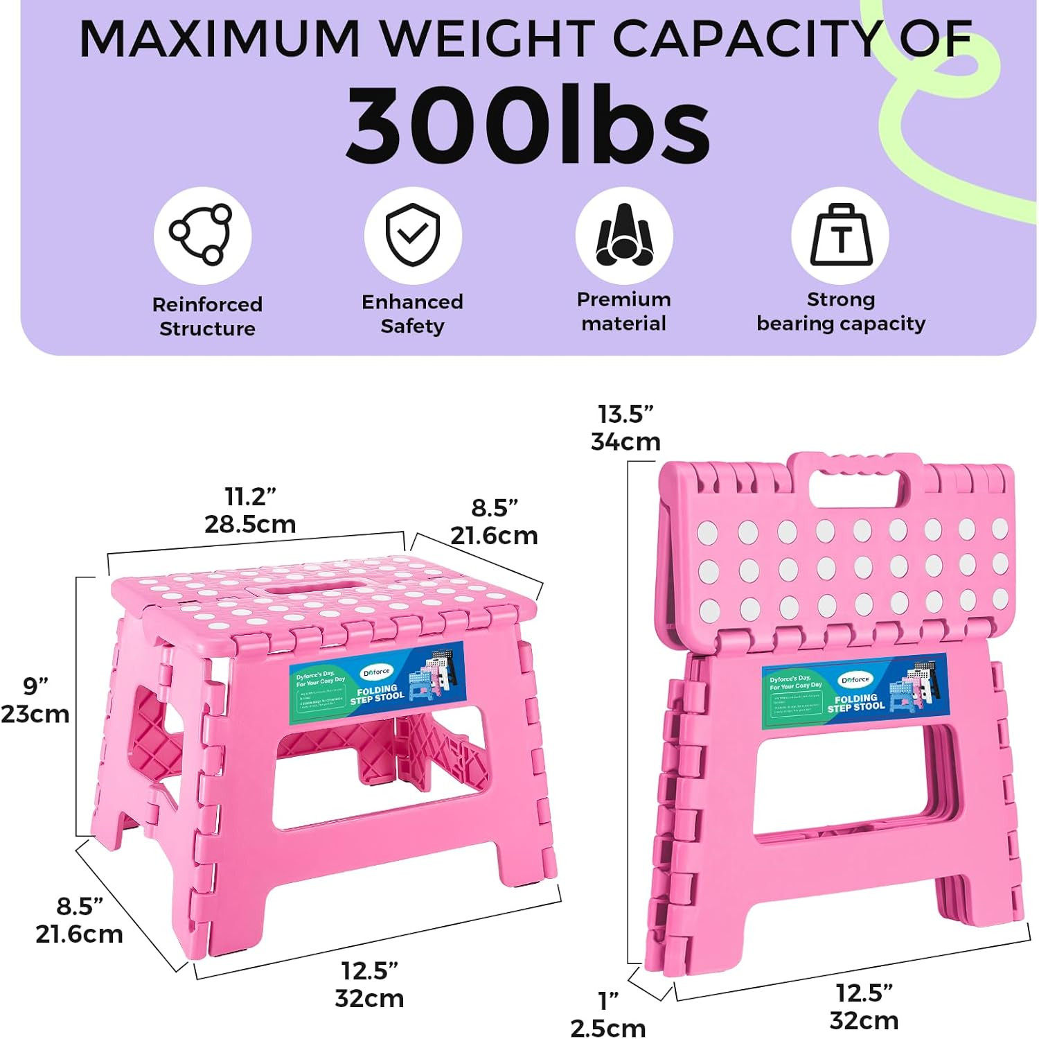 Folding Step Stool 9 Inch, Kids Step Stool, Heavy Duty Step Stools for Adults