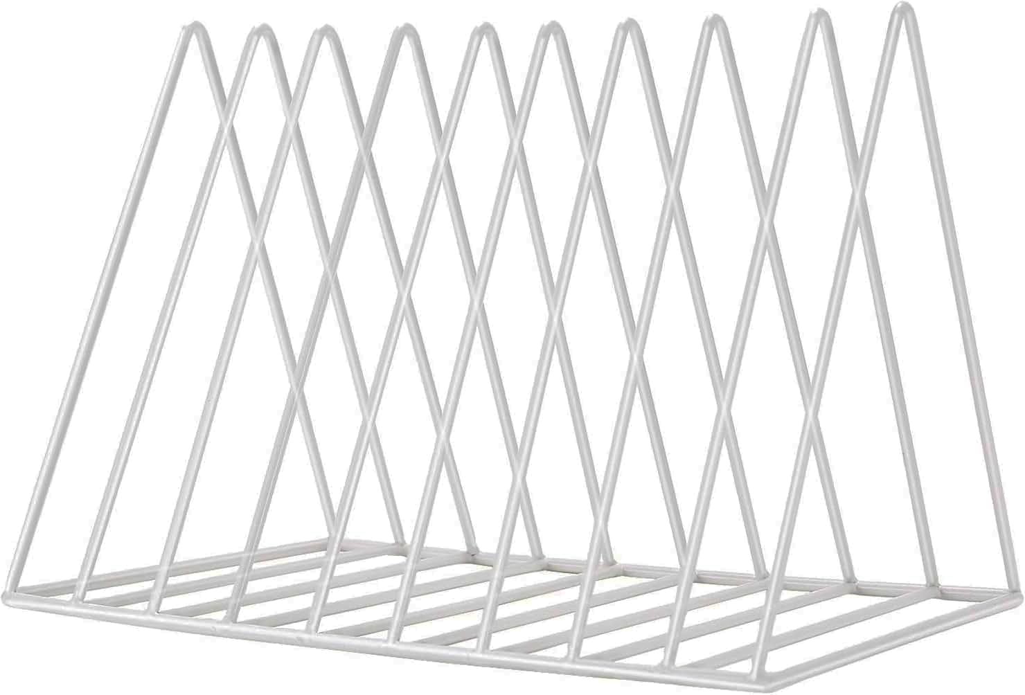 White 9 Slot Magazine Holder Desktop File Sorter Triangle Iron 10.2x7x6.9 Inch