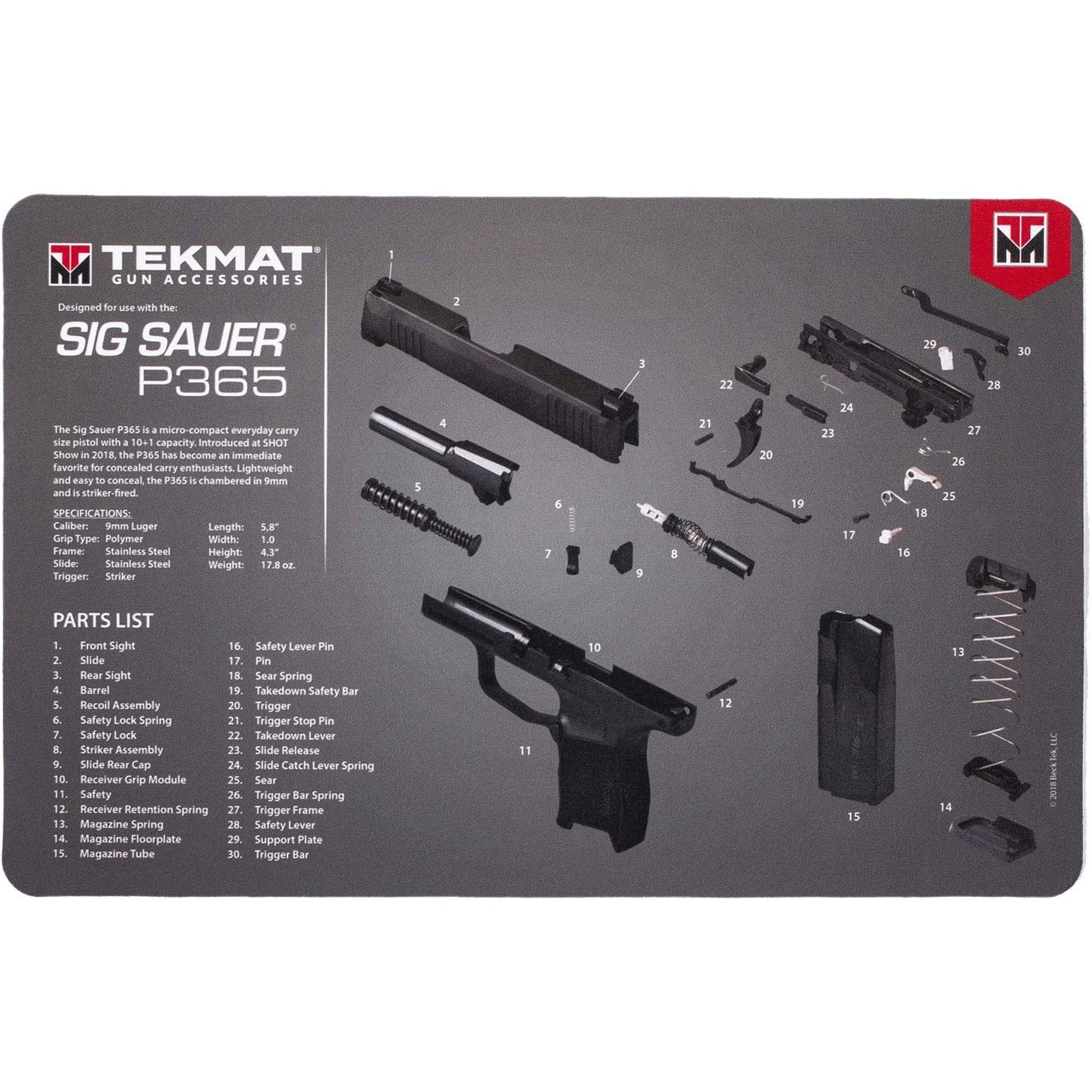 TekMat Original Gun Cleaning Mat - 17" X 11" - Sig Sauer P365