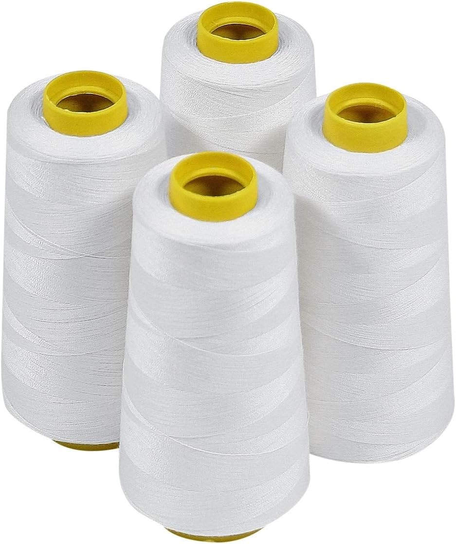 Polyester sewing thread cones quilting serger white 4 pack