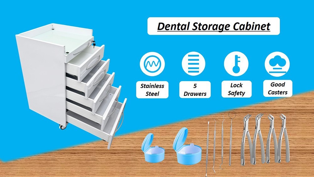 Five Drawers Office Assistant's Mobile storage Cabinet with Two Partition Trays