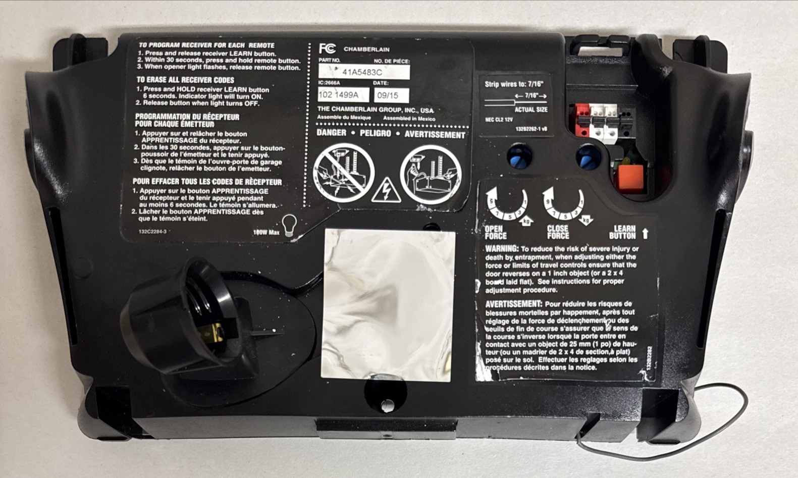 Chamberlain 41A5483C Garage Door Opener Receiver Logic Board Red Learn WORKS