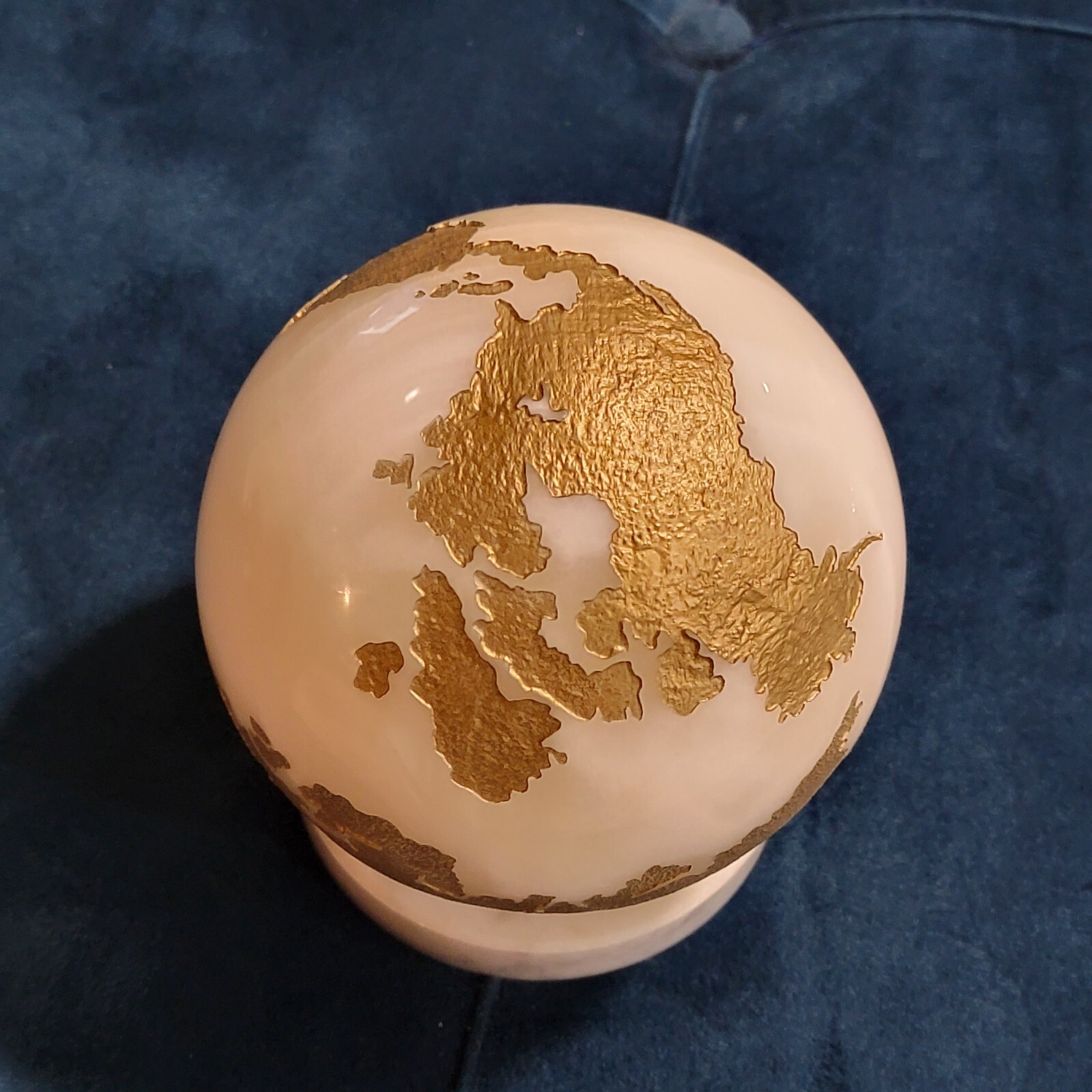 Maitland Smith Marble Stone Globe Solid White Gold - No Base