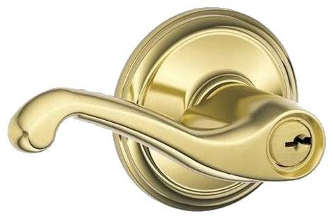 Schlage F80-FLA-RH Brass Flair Right Handed Storeroom Keyed Entry Door Lever Set