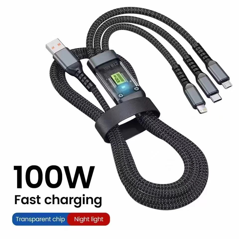 3 in 1 Fast Charging Cable Cell Phone Charger Cord For iPhone Type C Micro USB