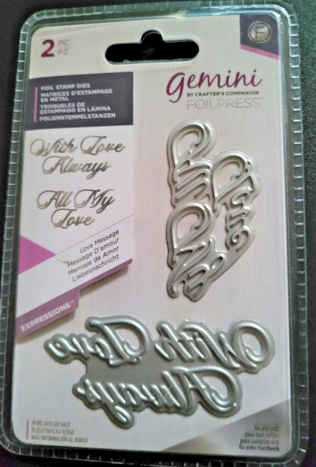 GEMINI by CRAFTERS COMPANION Love Message Hot Foil Press Plate BetterPress
