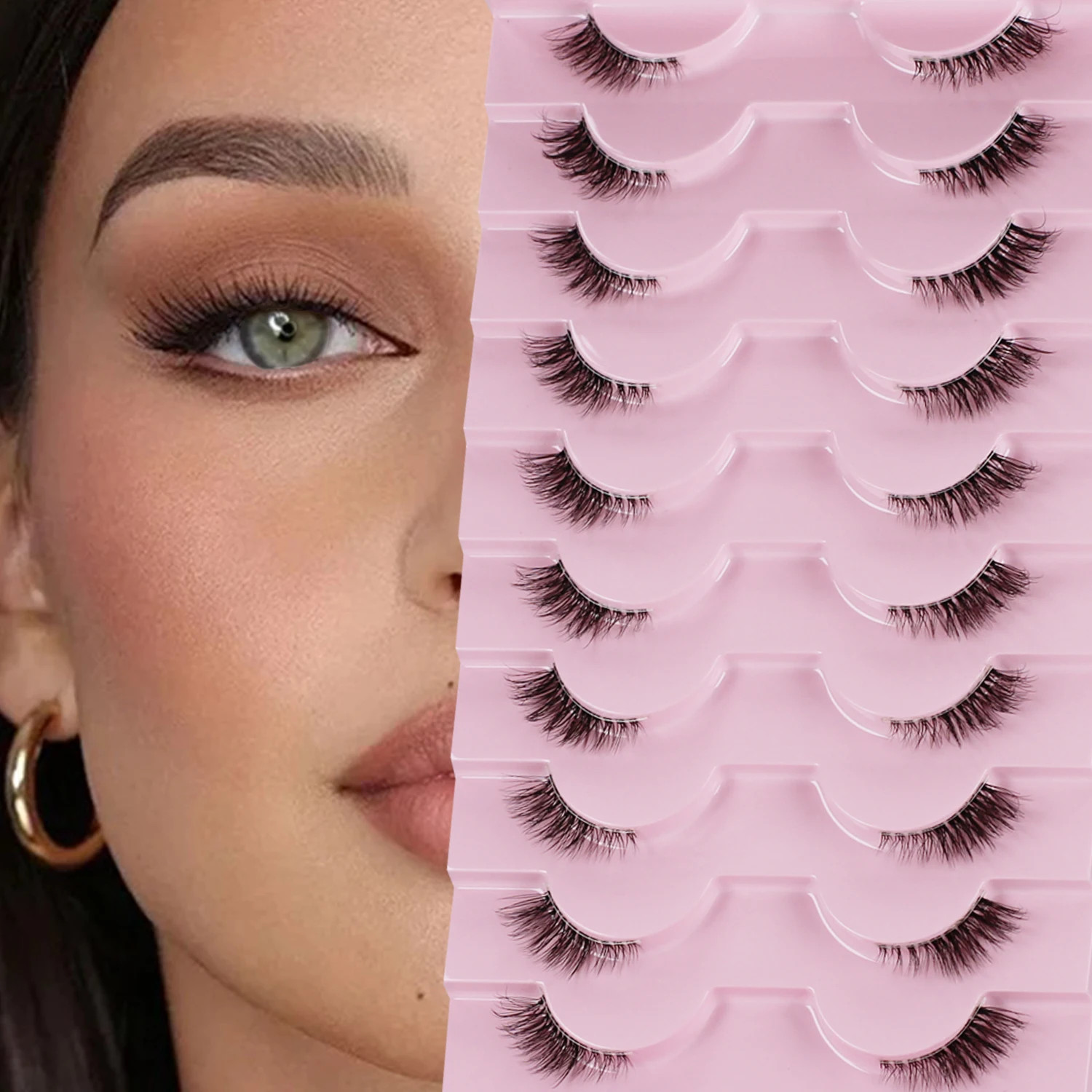 Half eyelashes, natural appearance 10 pairs of thick cat eyelashes 10m