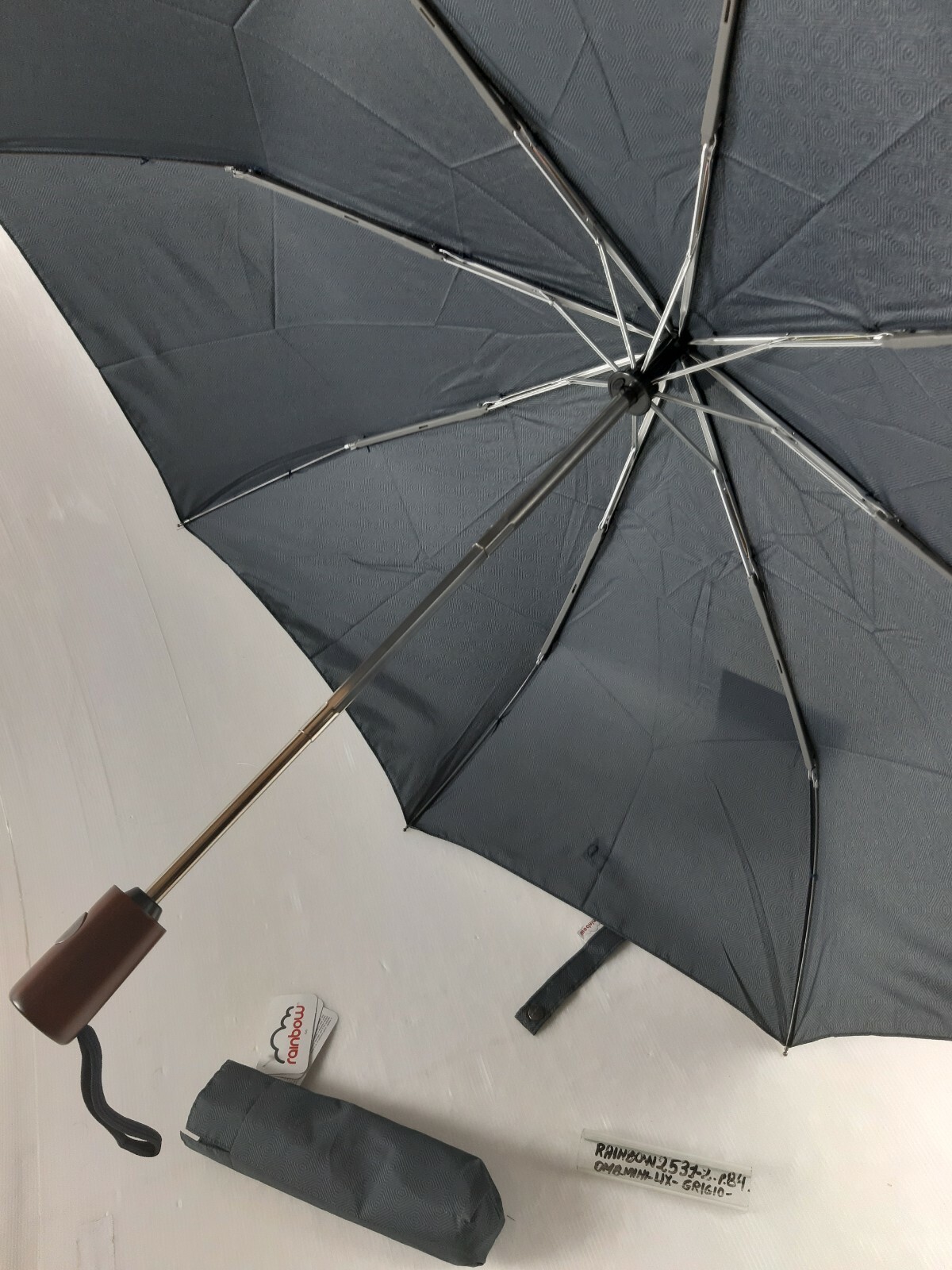 Unisex Mini Umbrella - Automatic - 8 Sticks - Grey - 25312 - Rainbow