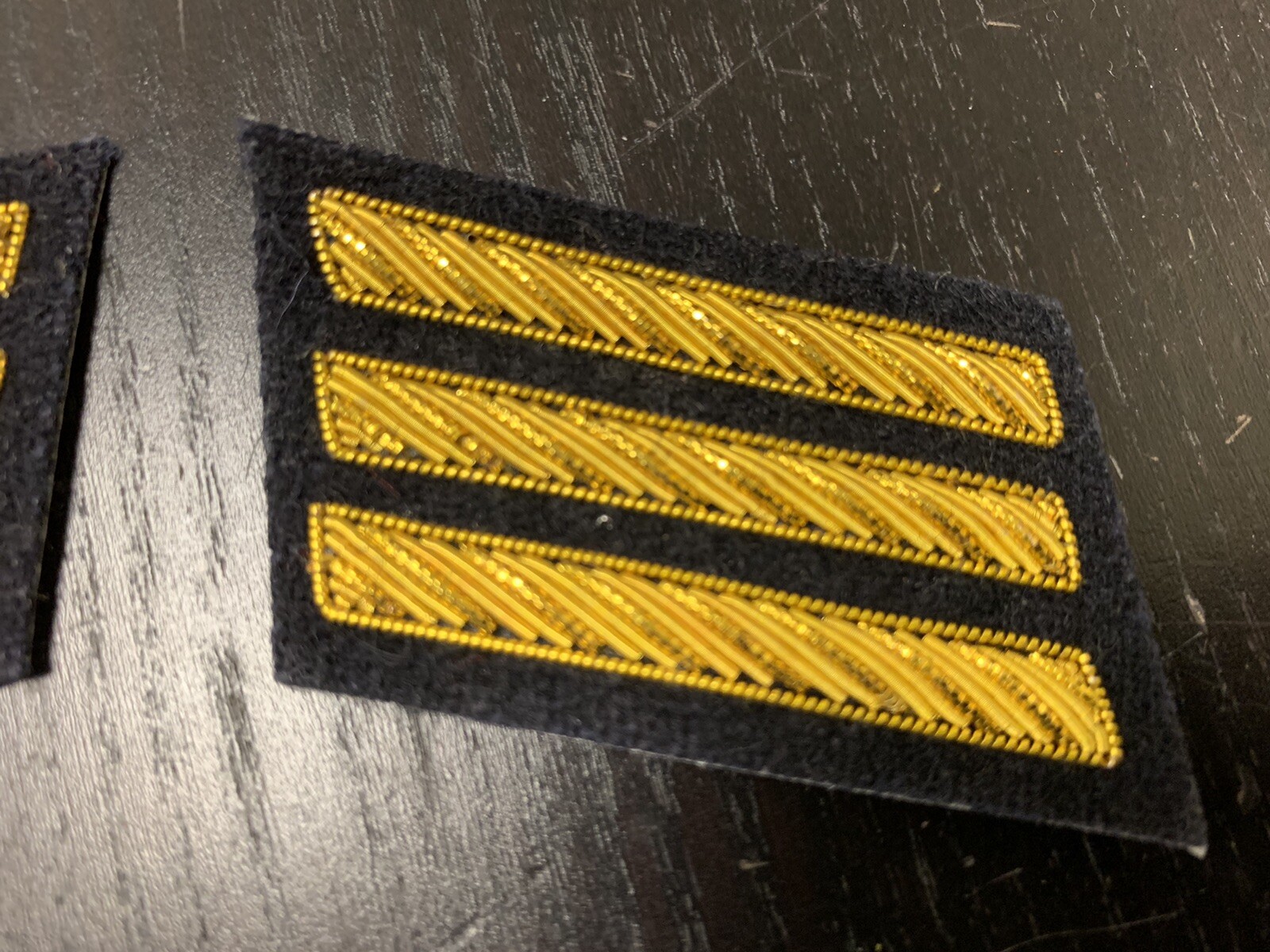 CSA Gold Embroidered Captains Bars - DARK BLUE Background Pair - NEW