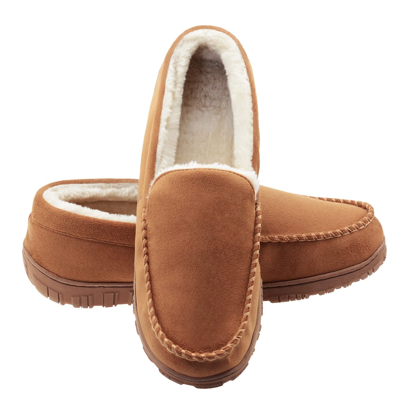 Lulex Moccasins for Men House Slippers Indoor Outdoor Plush Mens Bedroom Shoe...