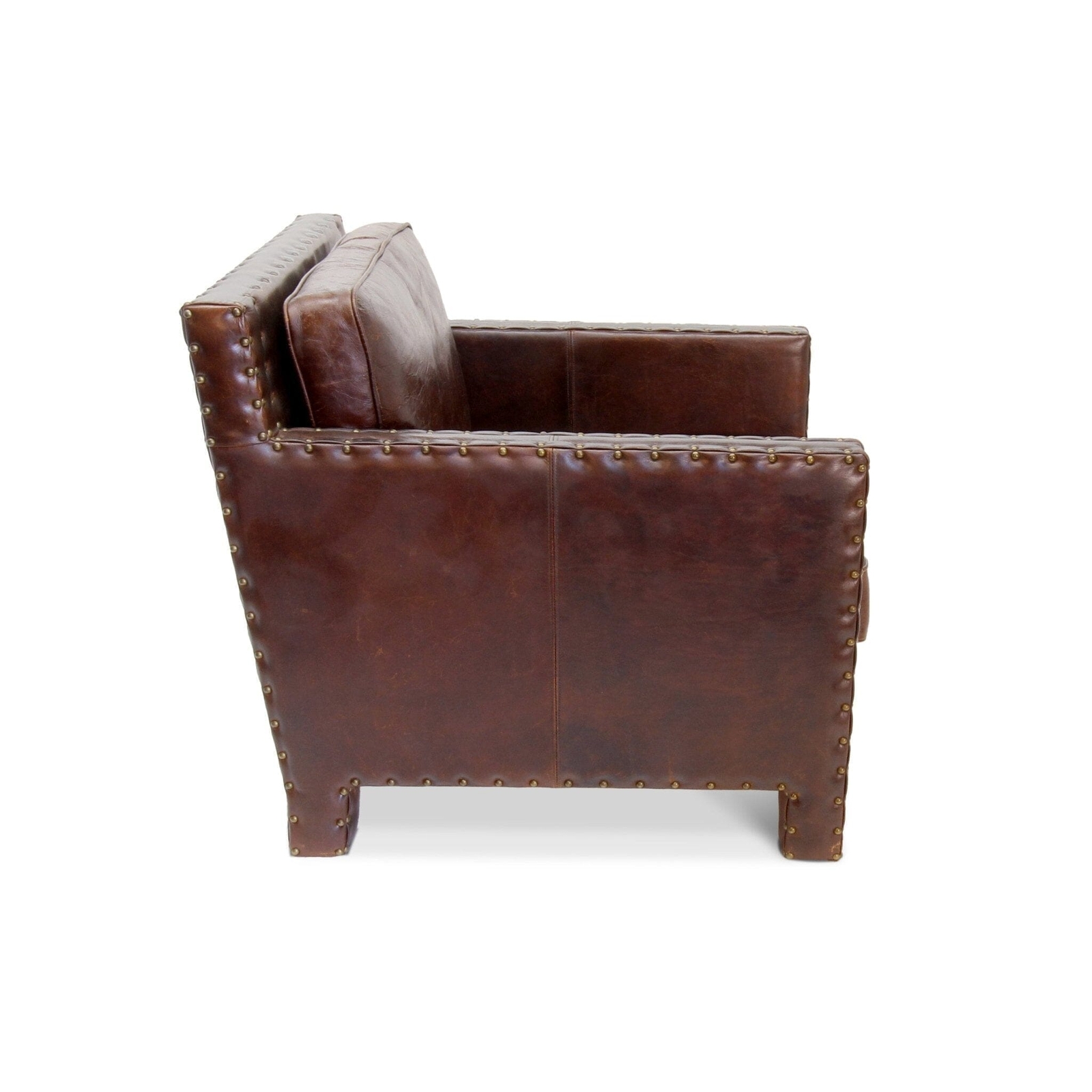 Club Armchair Distressed Genuine Leather Accent Chair - Rustic Brown