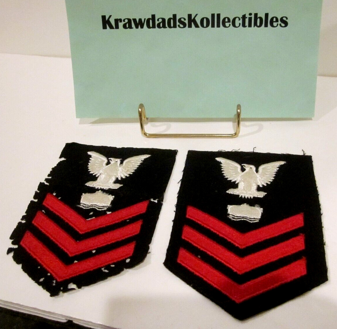 POST WW II US NAVY RATING BADGES PAIR FIRST CLASS MINEMAN ~5 3/4" WOOL NO GLOW