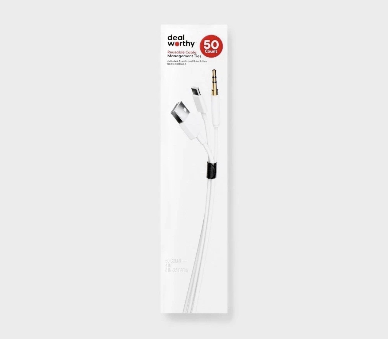 50PK Reusable Cable Ties - Dealworthy Black/White