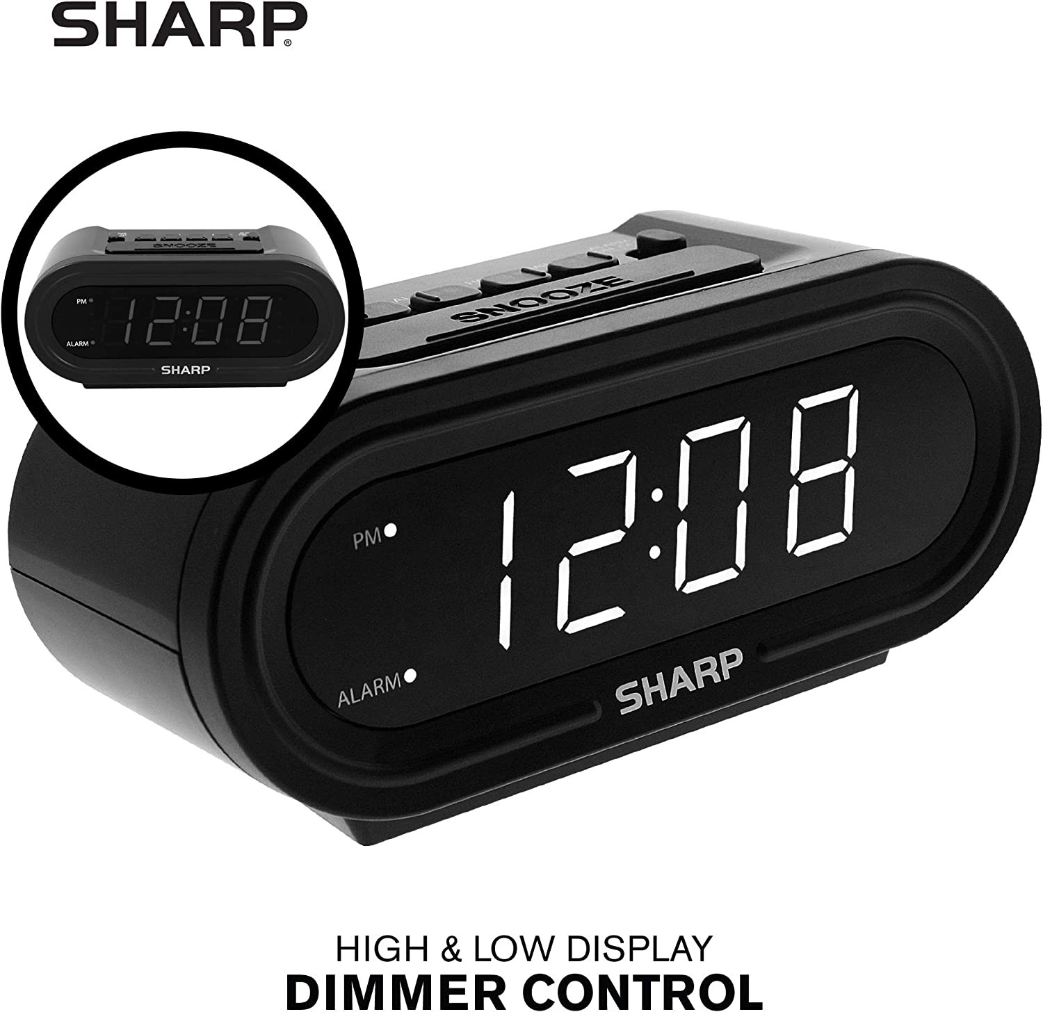 Digital Alarm with Accuset - Automatic Smart Clock, Never Needs Setting (Midnigh