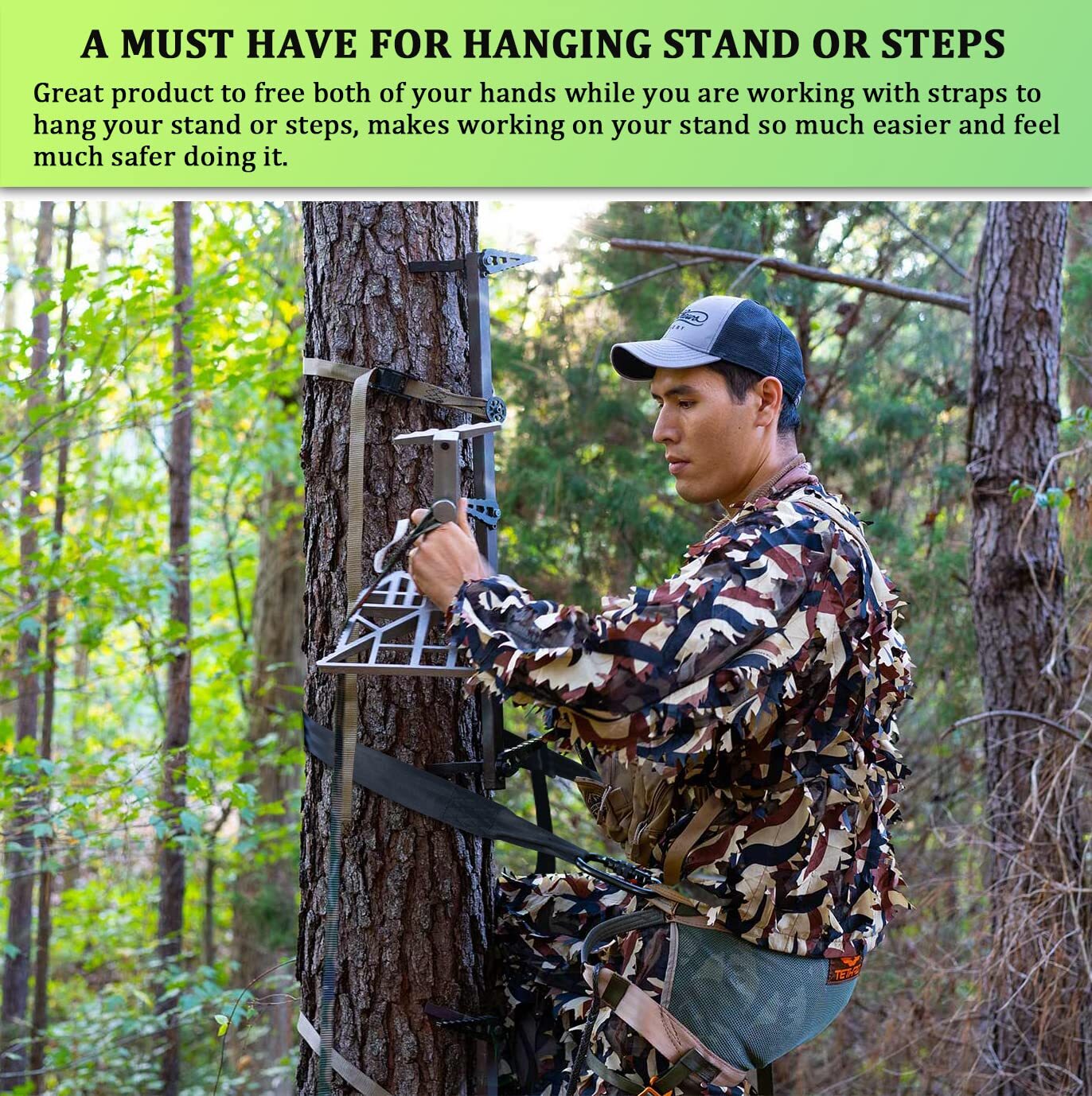 Adjustable Lineman’s Belt for Tree Climbing Hunting & Stand Setup