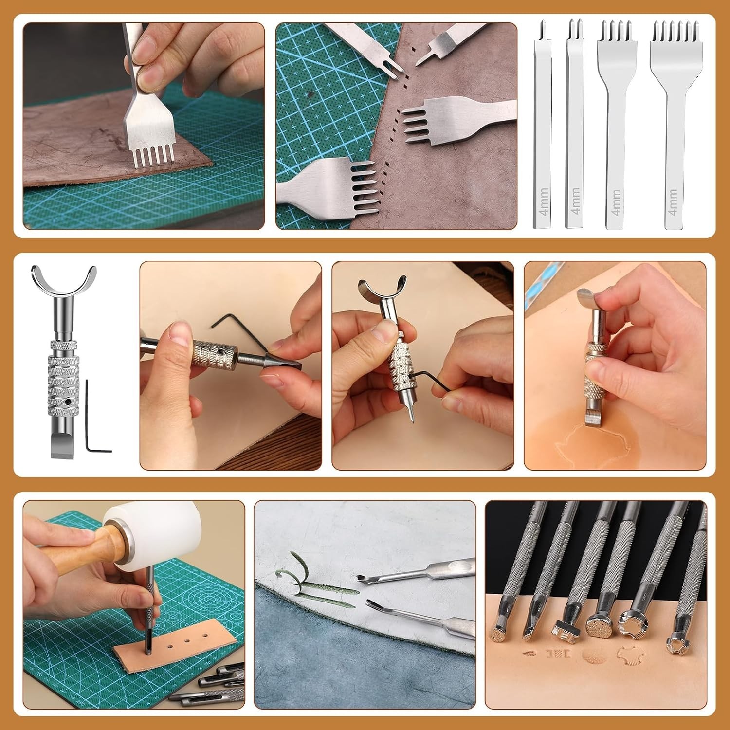 Leather Working Tools Kit, 70 Pcs, Stamping & Sewing Tools