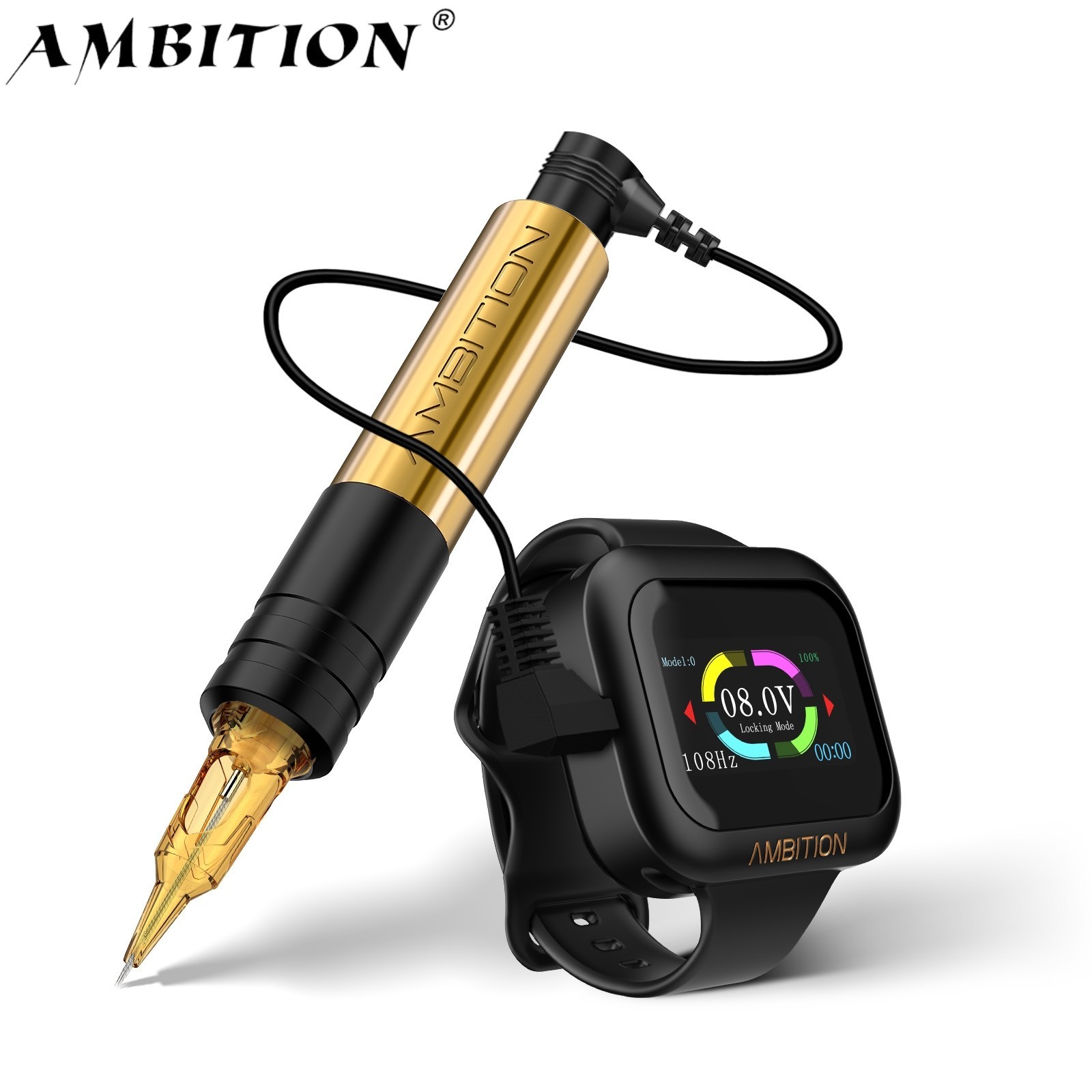 Ambition Tiny 3.5mm Stroke Permanent Makeup RCA Rotary Tattoo Machine & S1 Watch