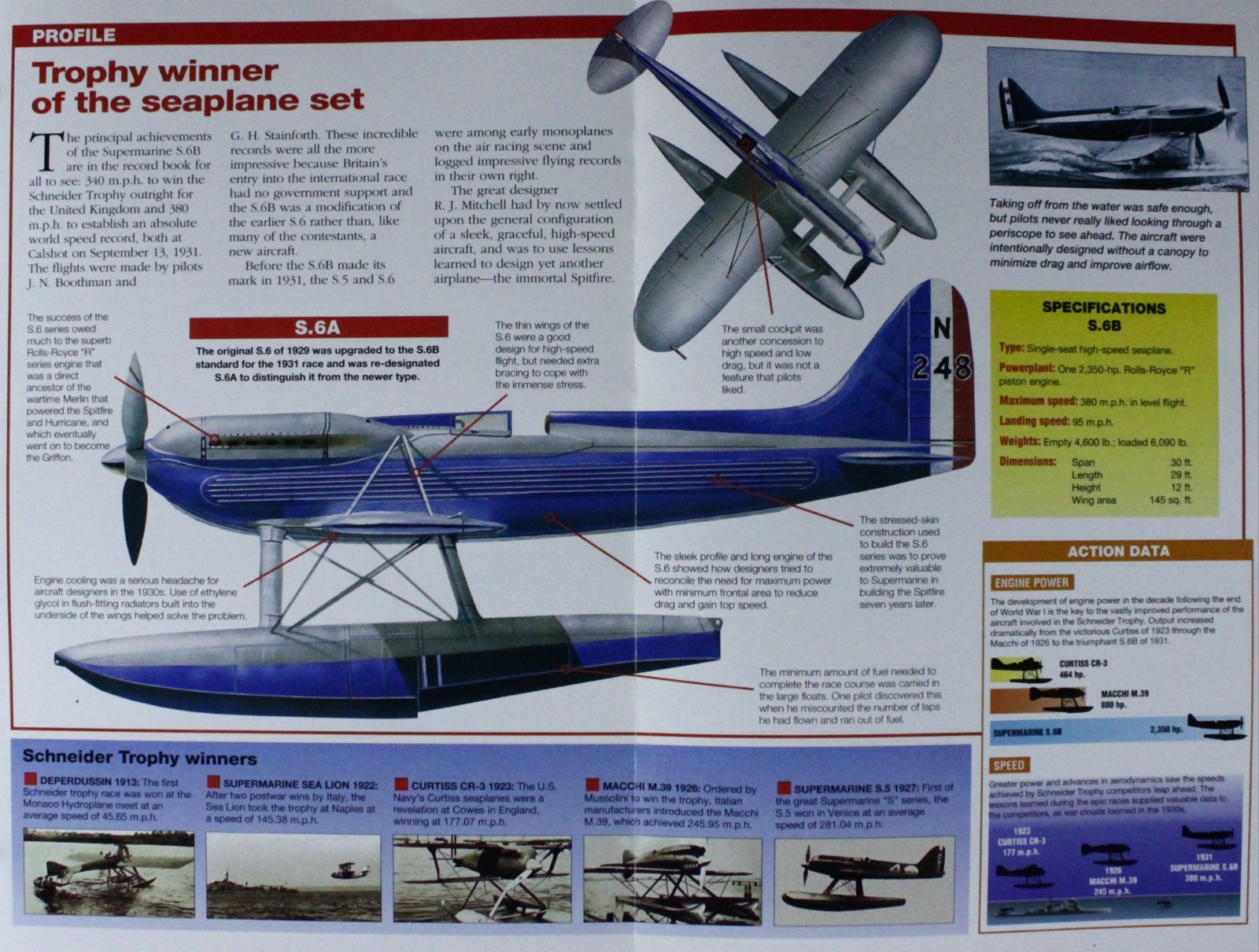 Supermarine Seaplane Plane Picture Brochure Pamphlet Out of Print Sheet