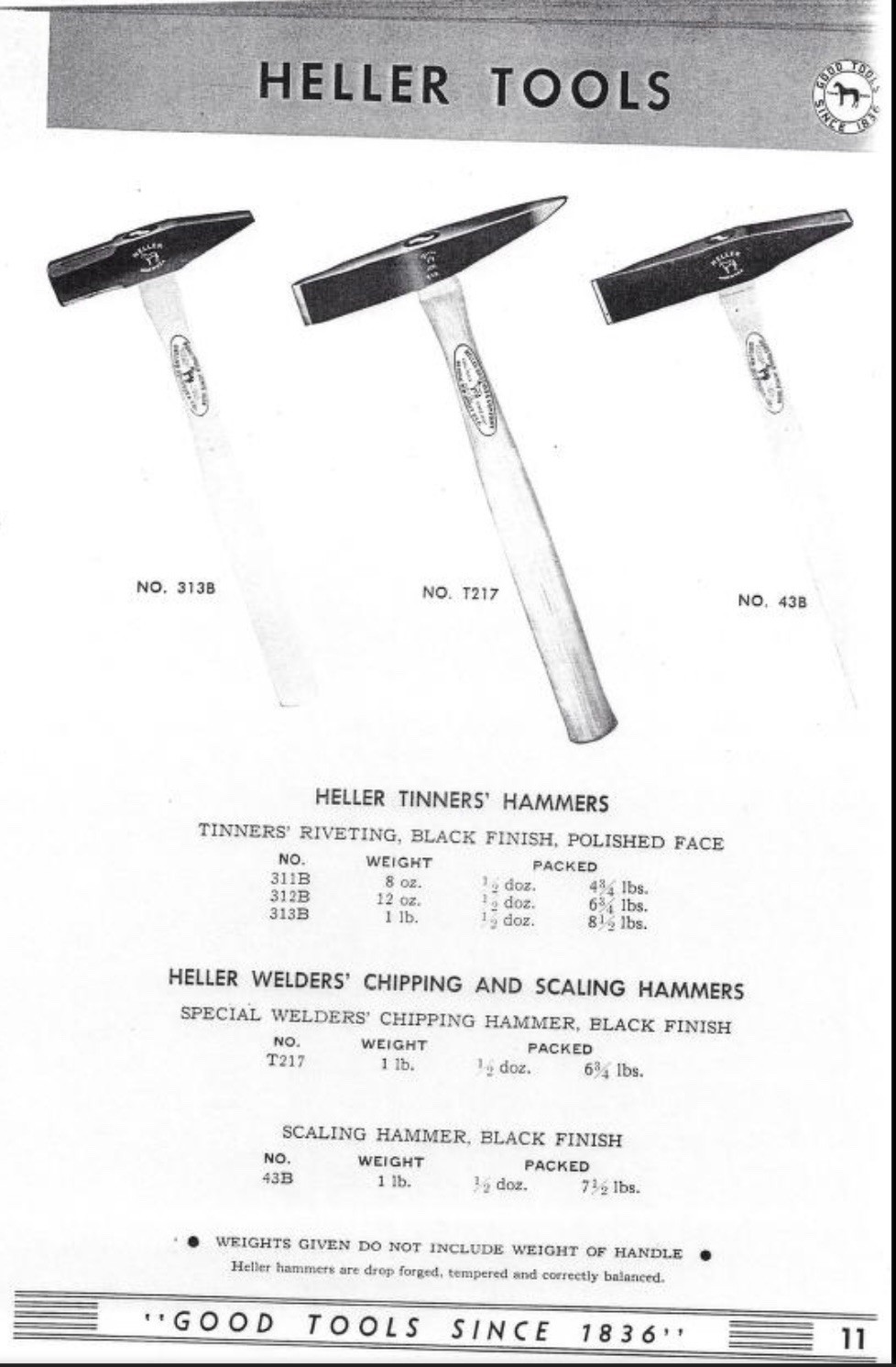 Vintage Heller Tools Scaling Hammer. Model 43b. USA