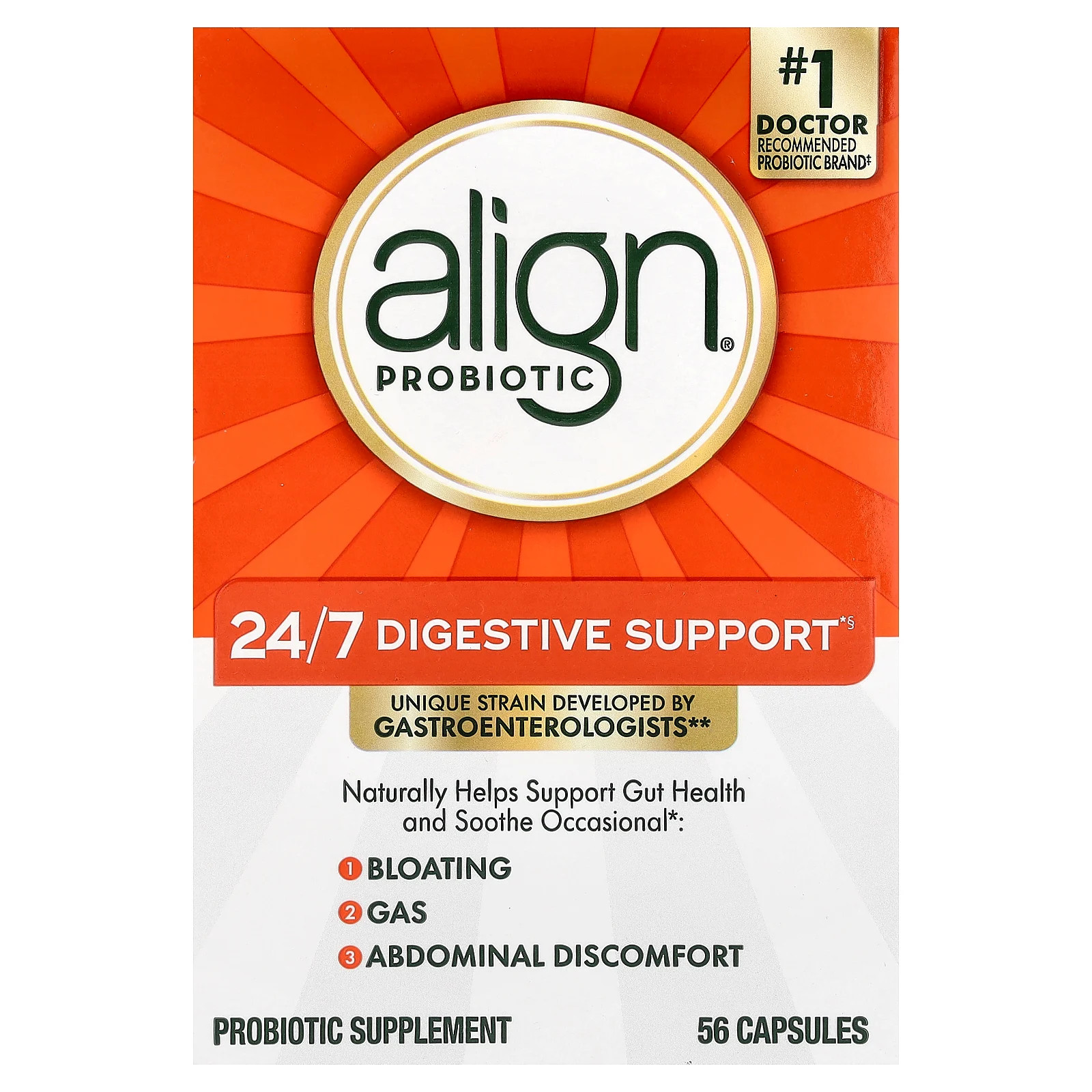 24/7 Digestive Support, Probiotic Supplement, 56 Capsules (10 per Capsule)