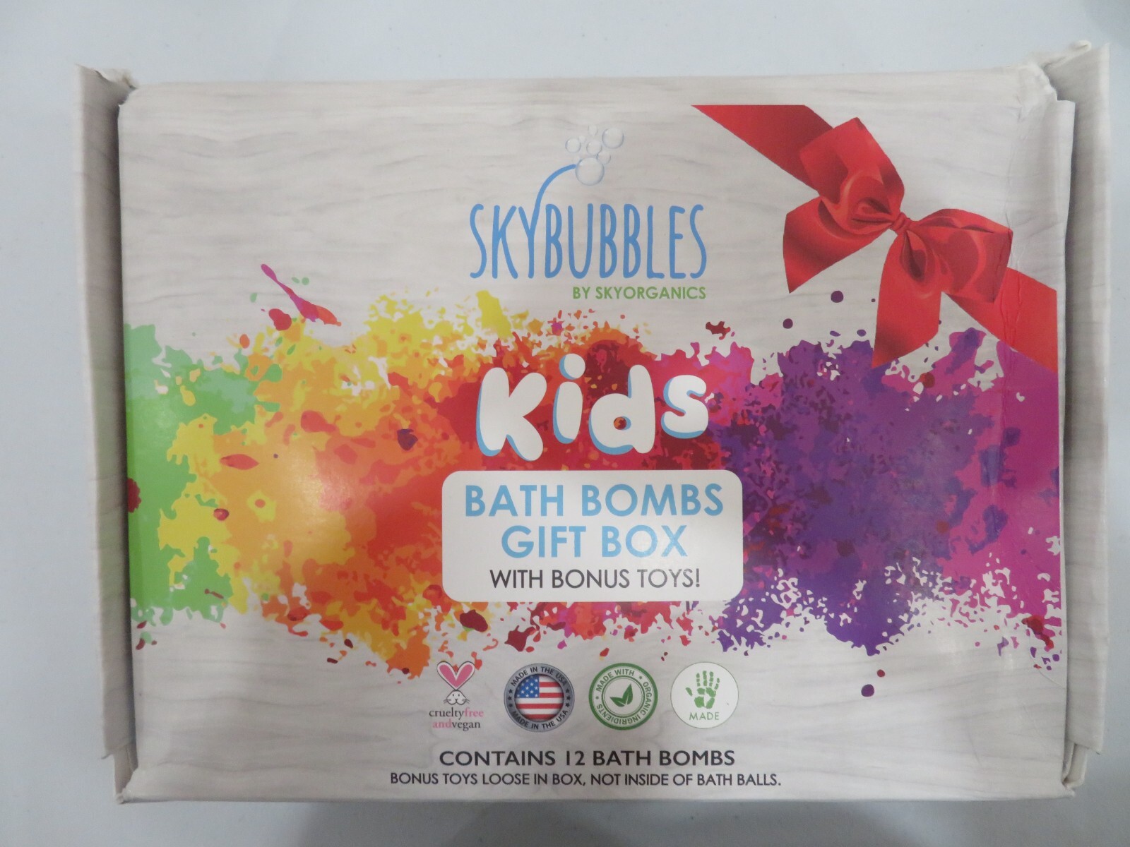 Sky Organics Kids Bath Bombs Gift Box with Bonus Toys 12 Bath Bombs