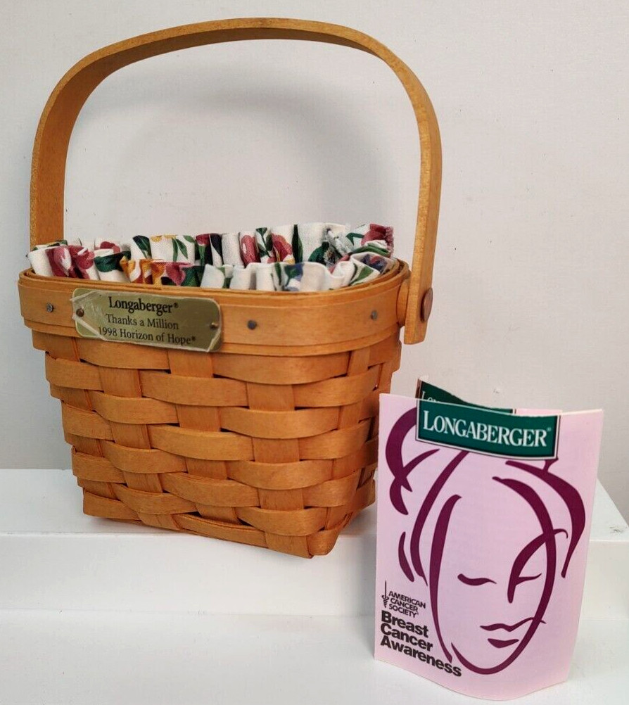 Longaberger 1997 Horizon of Hope American Cancer Society Fabric Liner & Basket