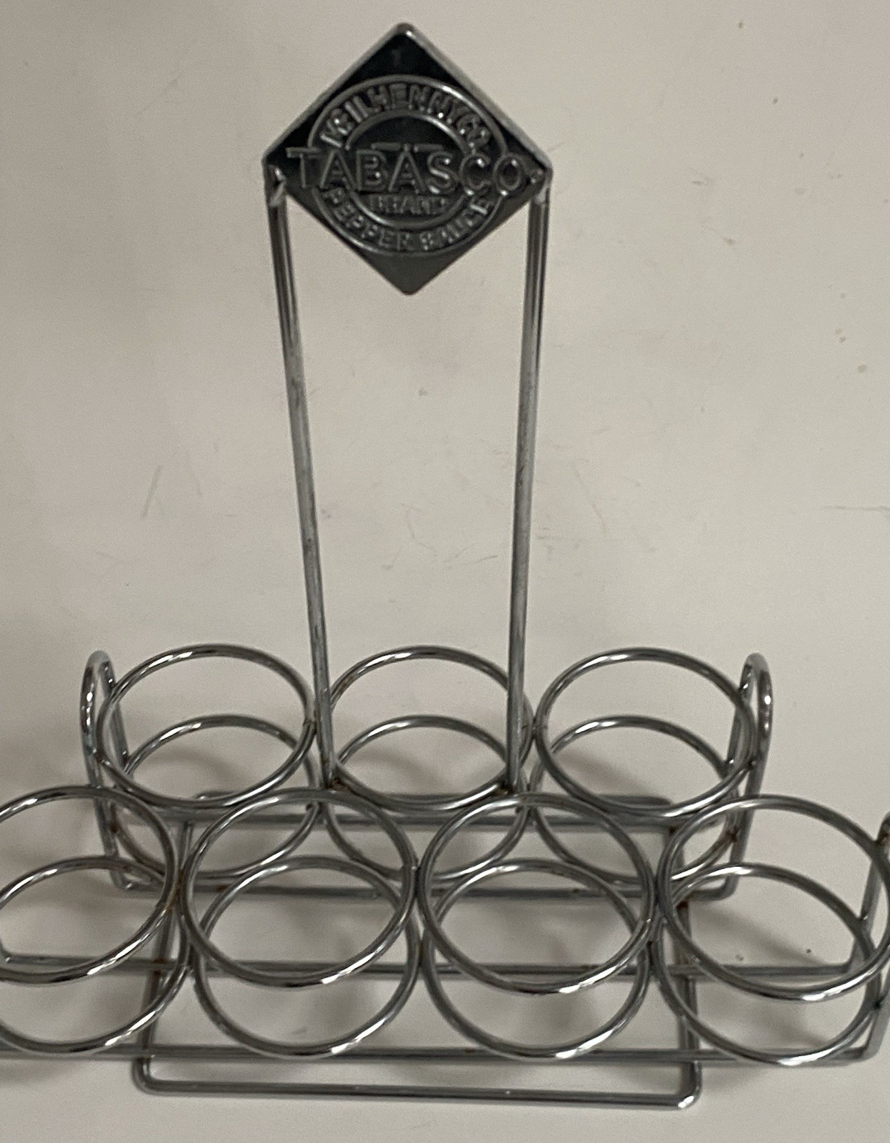 Tabasco Chrome Sauce Holder Tabletop Condiment Caddy Restaurant Holds 7 Bottles