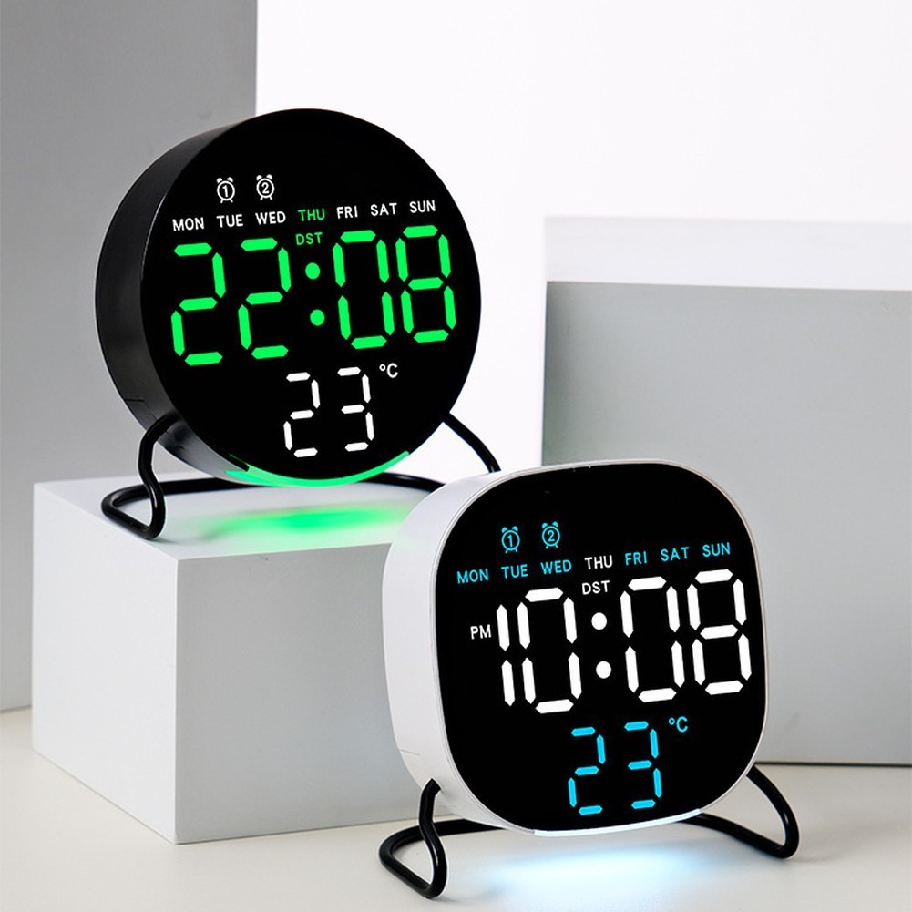 LED Desktop Clock with Alarm Countdown Timer and Soft Night Light Glow