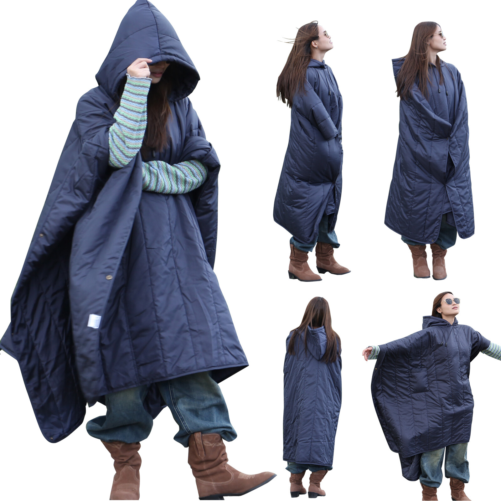DUKUSEEK Outdoor Wearable Camping Blanket Large Packable Hood Travel Blanket