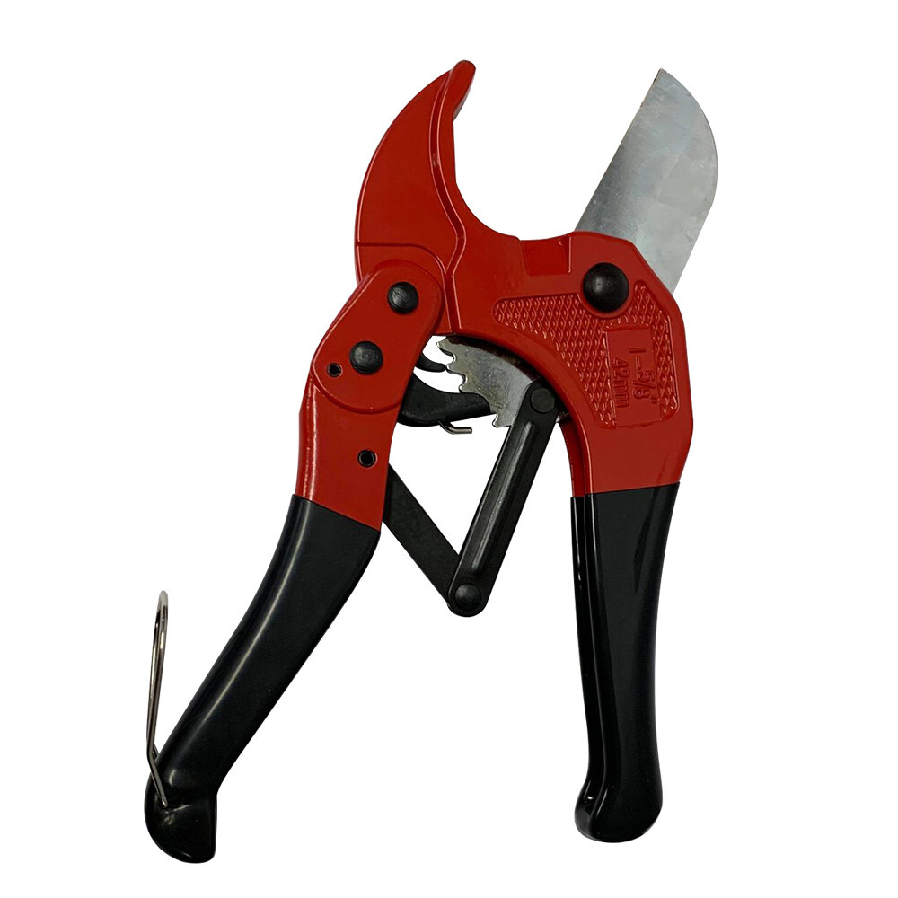 PVC Pipe & Hose Cutter 1-5/8" Ratchet Action Cuts Plastic,Rubber,PEX,Safety Lock