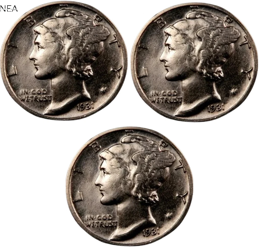 1931+1931-D+1931-S Mercury Dime Lot ~ Borderline Uncirculated AU++ ~ 90% Silver