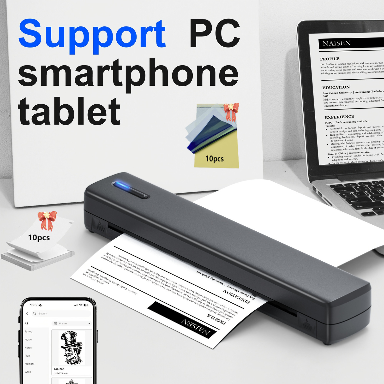 Brand-New Portable Thermal Printe Wireless for Travel 8.5" X 11" US Letter A4 A5