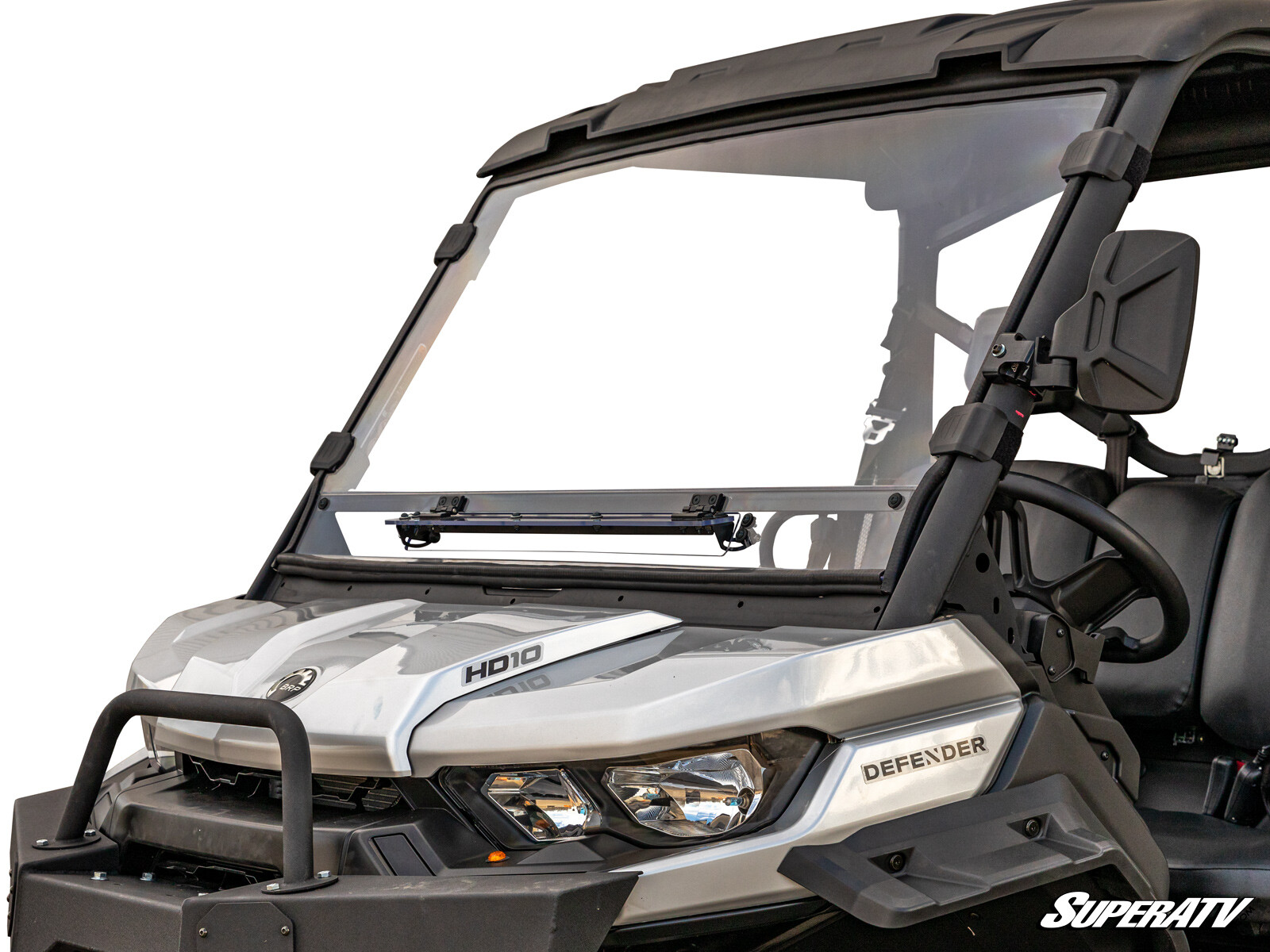 SuperATV Scratch Resistant Vented Full Windshield for Can-Am Defender