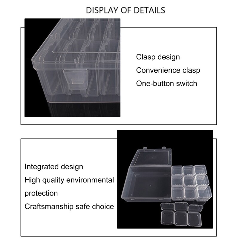 Transparent Clear Bead Storage Containers Plastic Boxes for Jewelry and